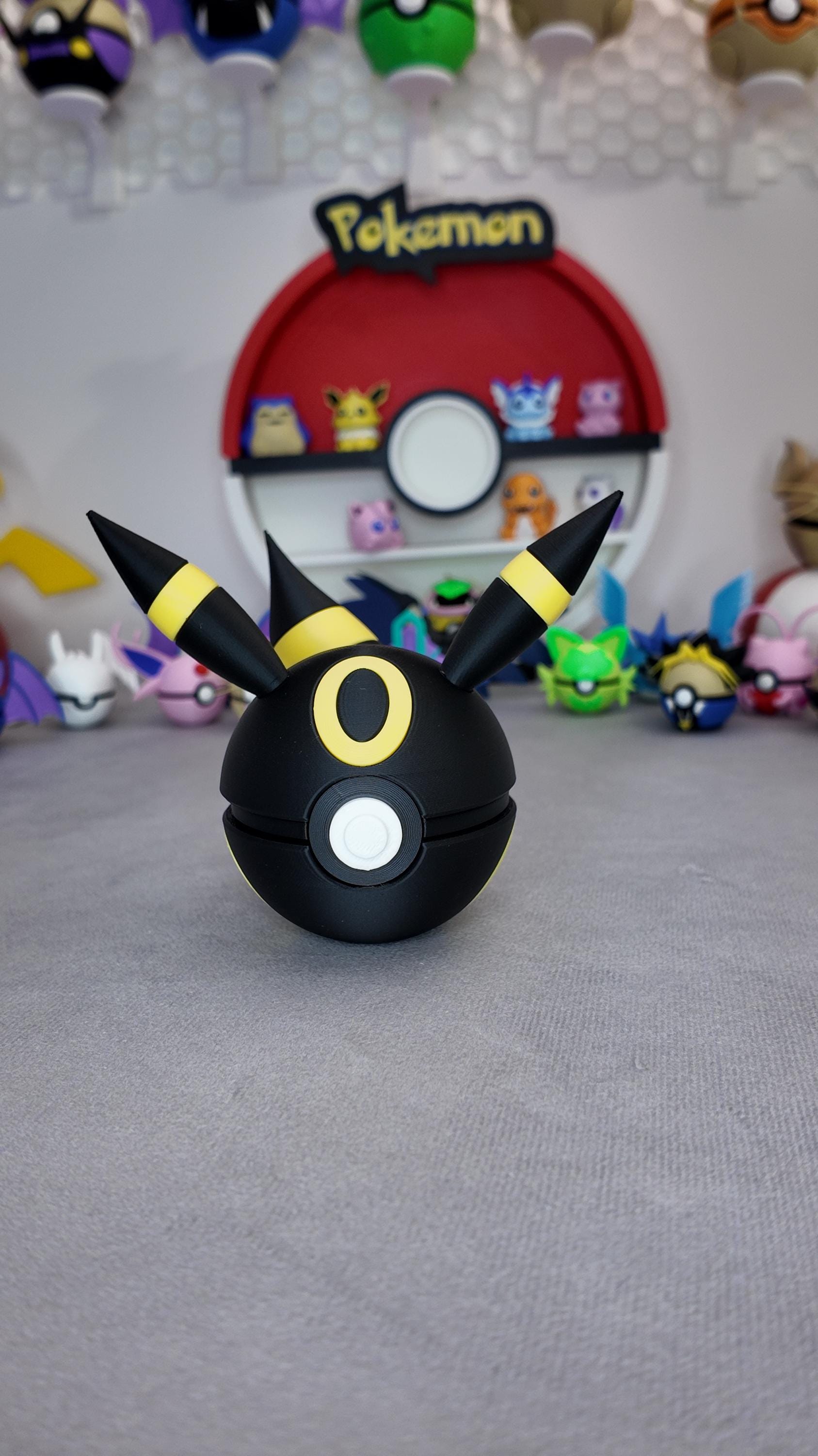 Umbreon Pokéball | Handmade 3D Printed Pokémon Ball | LED Display Pokéball | Pokémon Gift for Fans & Collectors | Desk Shelf Decoration