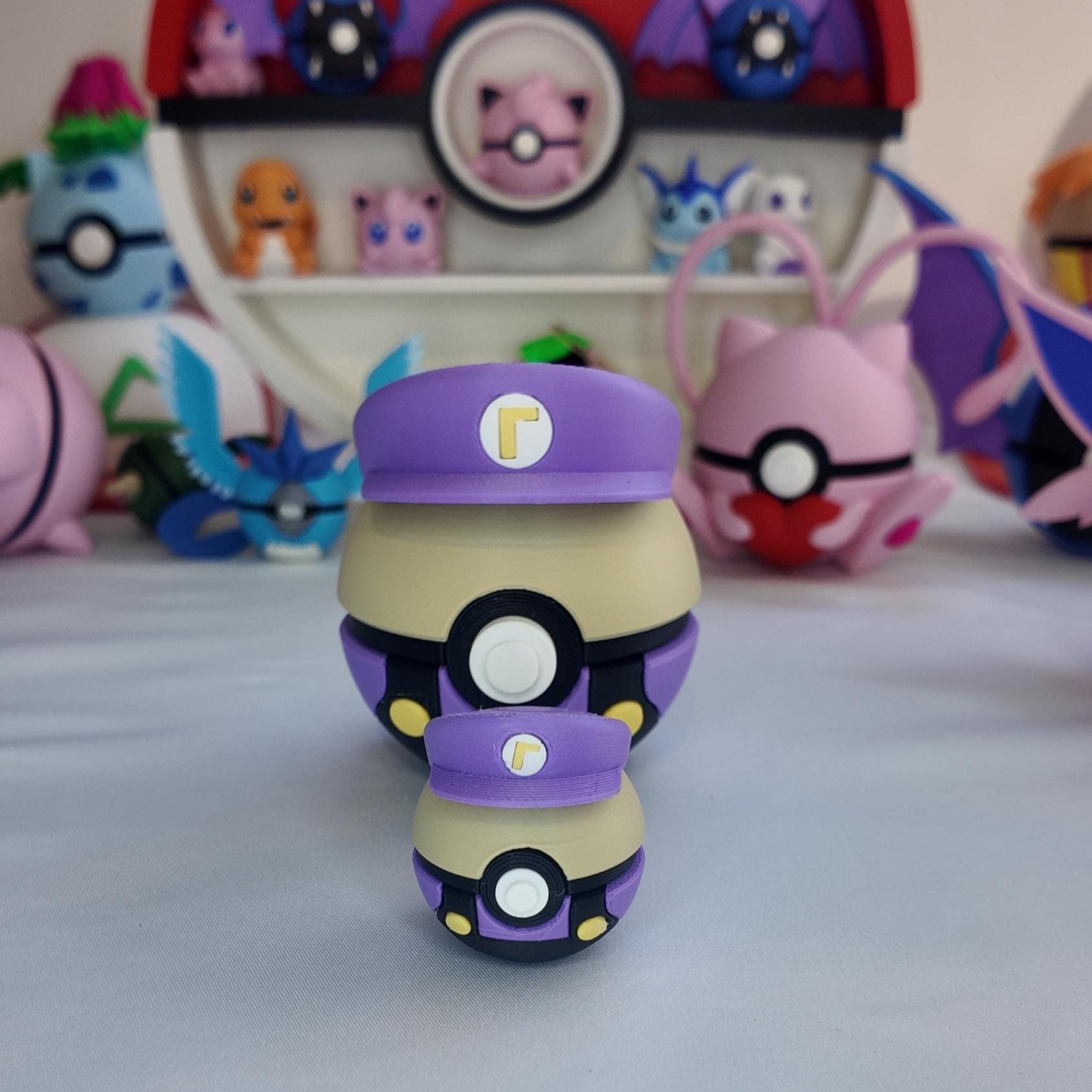 Waluigi Pokéball | 3D Printed Pokémon Collectible | Gaming Desk Decor