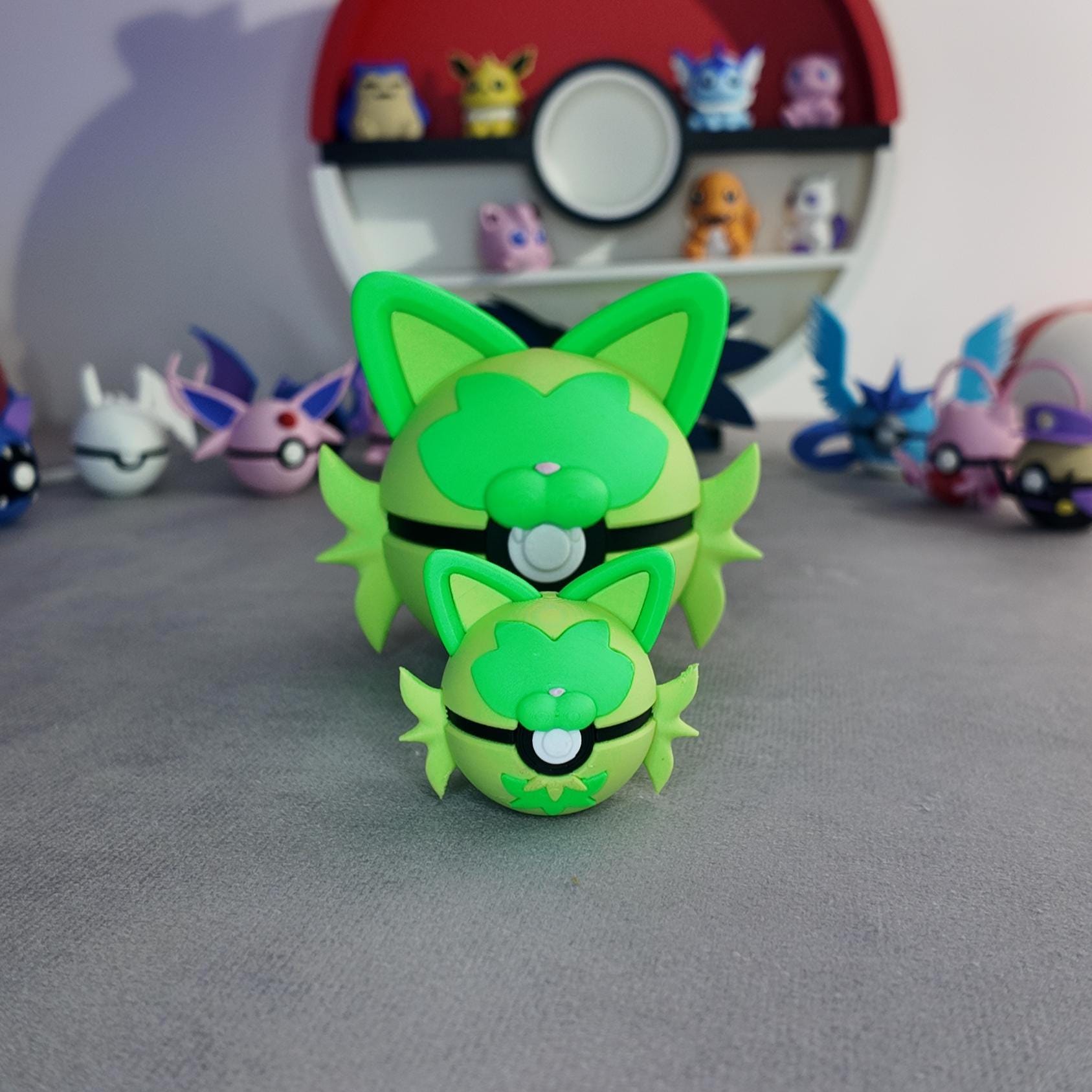 Sprigatito Pokeball | 3D Printed Pokémon Collectible | Cute Gaming Desk Decor
